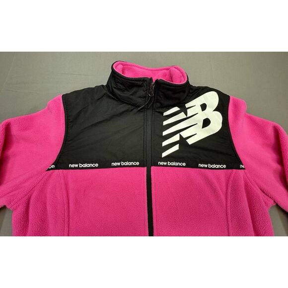 New Balance Womens L Hot Pink Full Front Zip Fleece Jacket Pockets RN130893 - Picture 4 of 8